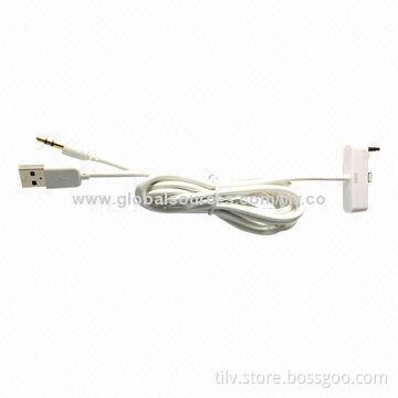 Unique design car audio cable for iPhone 5, white color